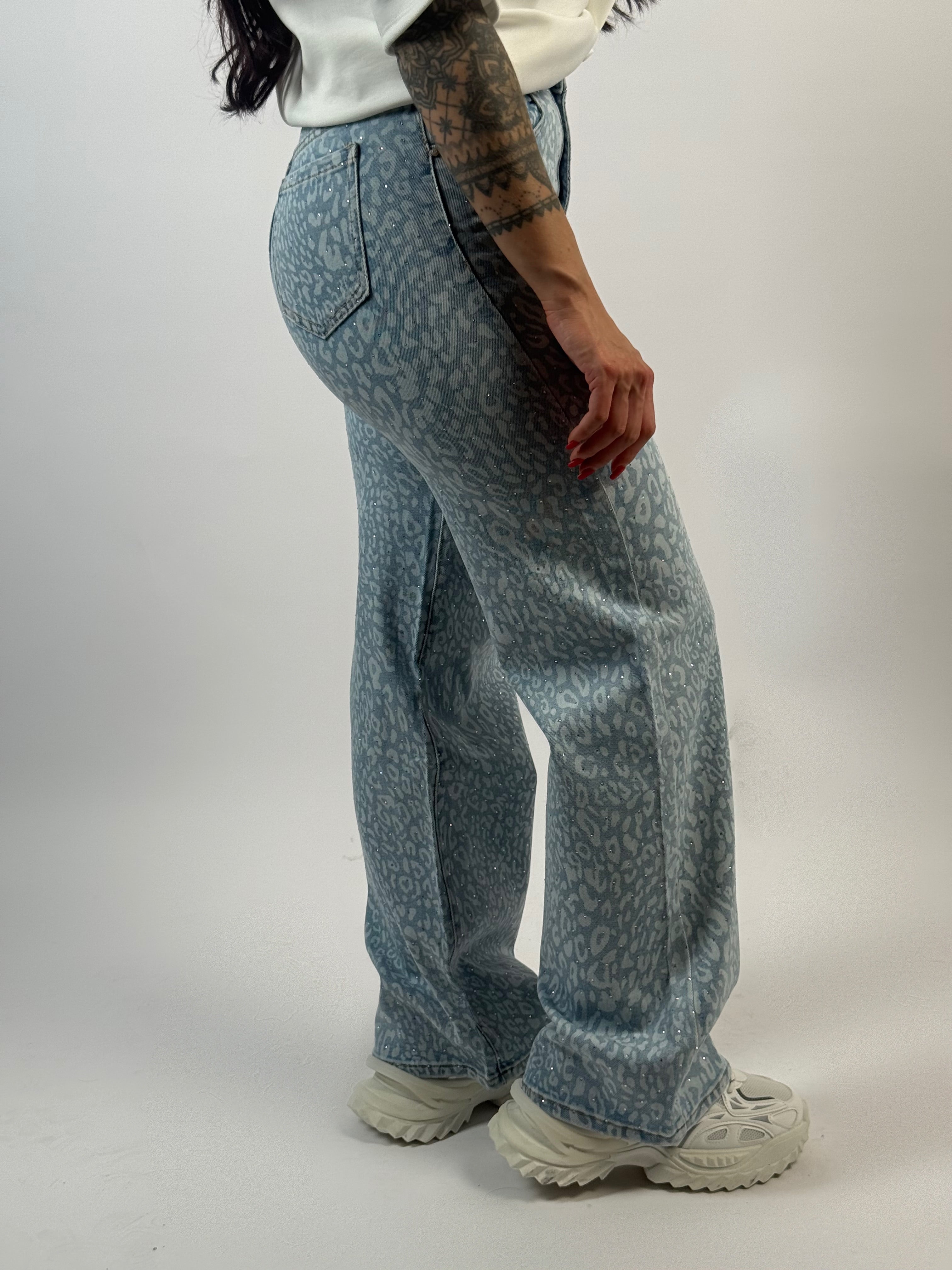 Jeans D 683 Leo Glitter Wide Blauw