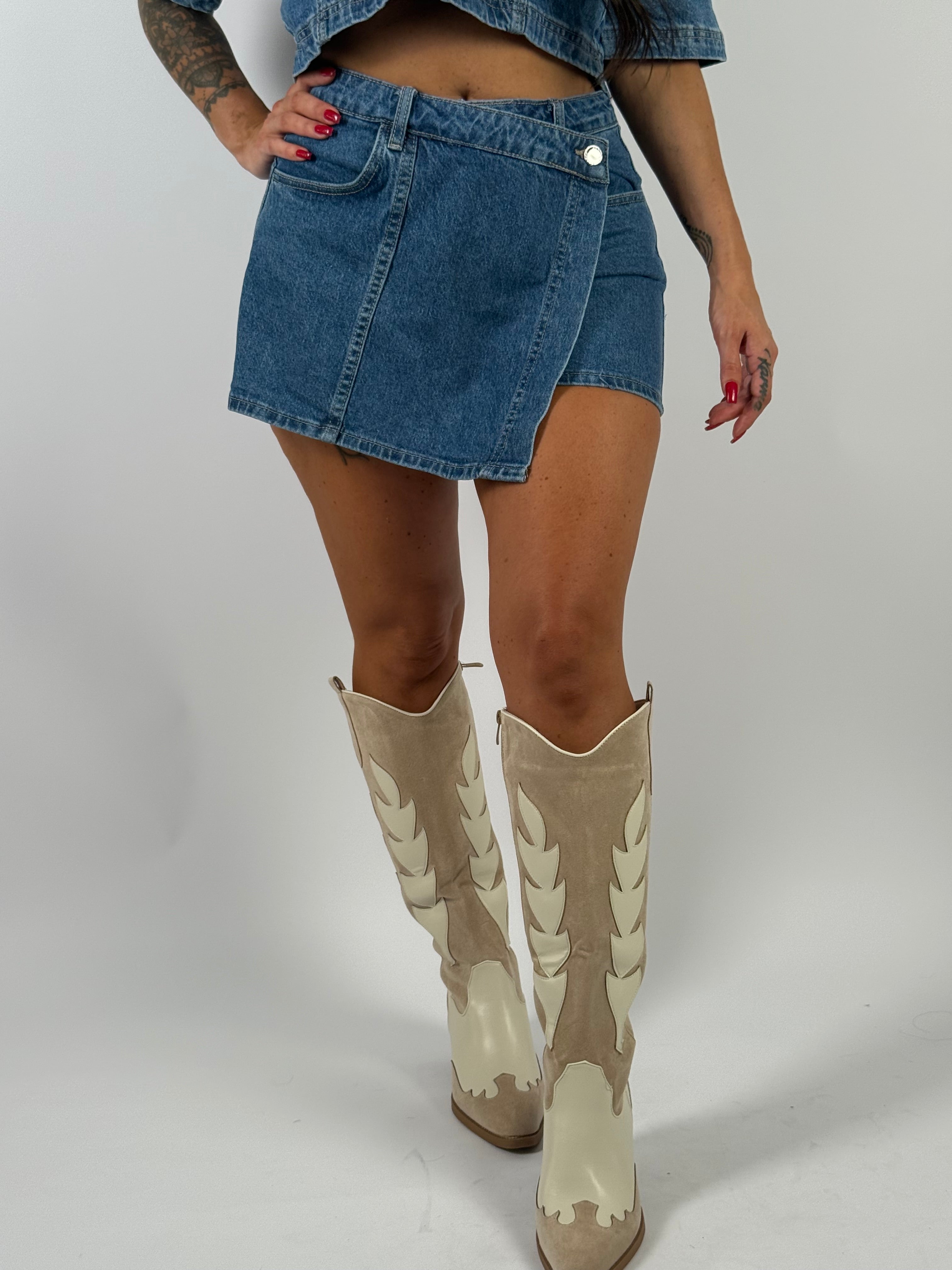 Jeans Skort 3096 D.Blauw