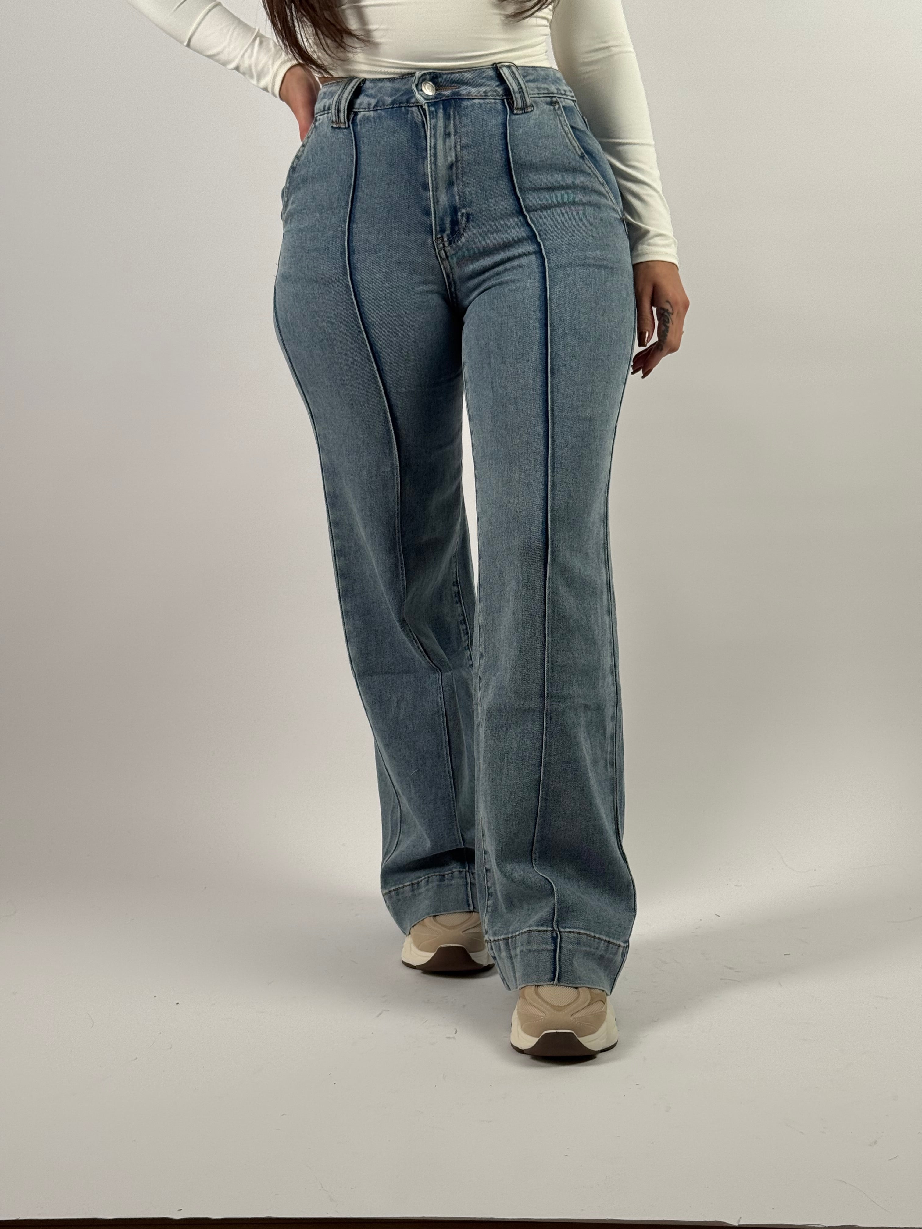Jeans L 6359-1 Wide Leg Blauw