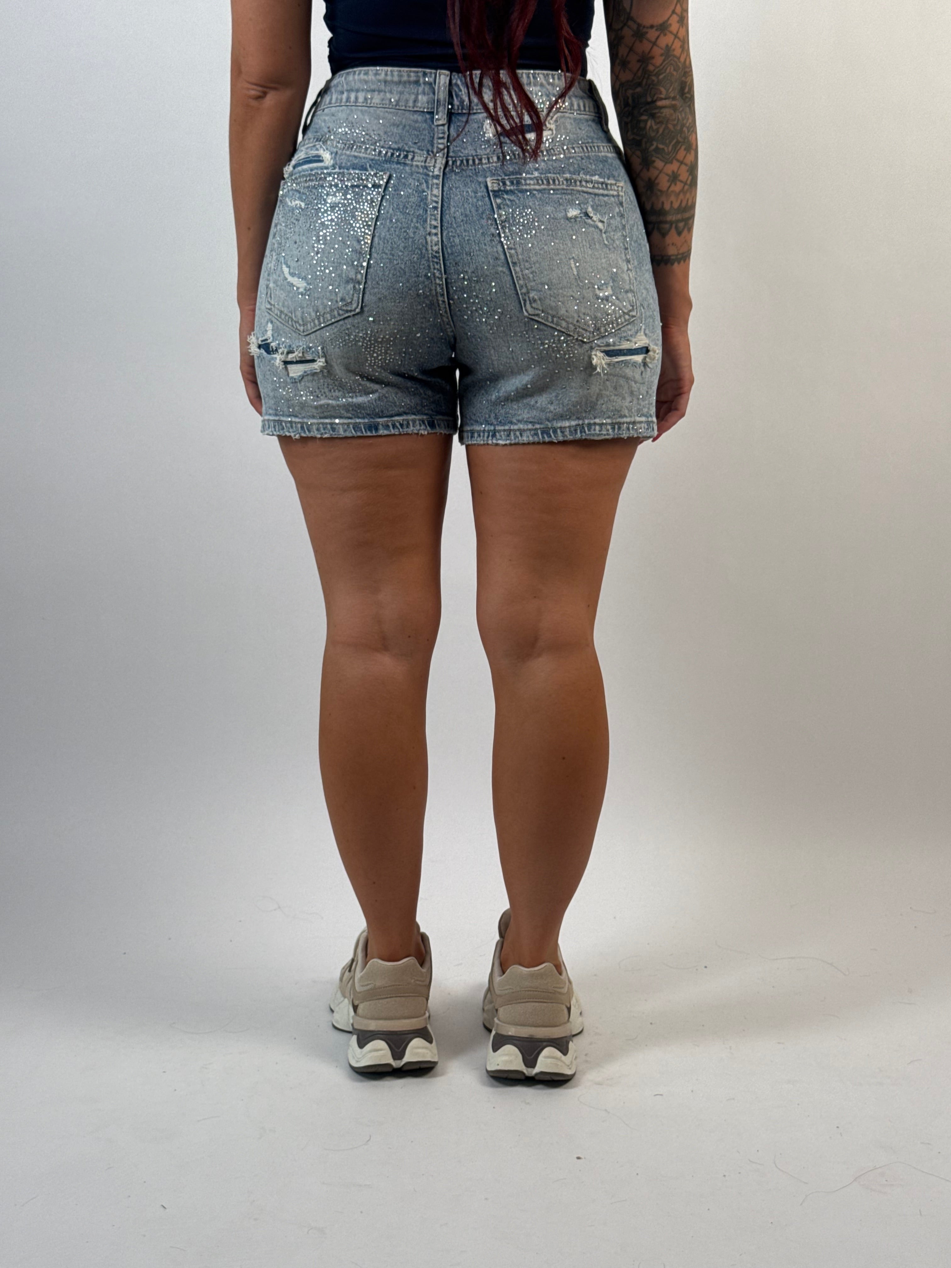 Jeans Short 1103 Strass Blauw