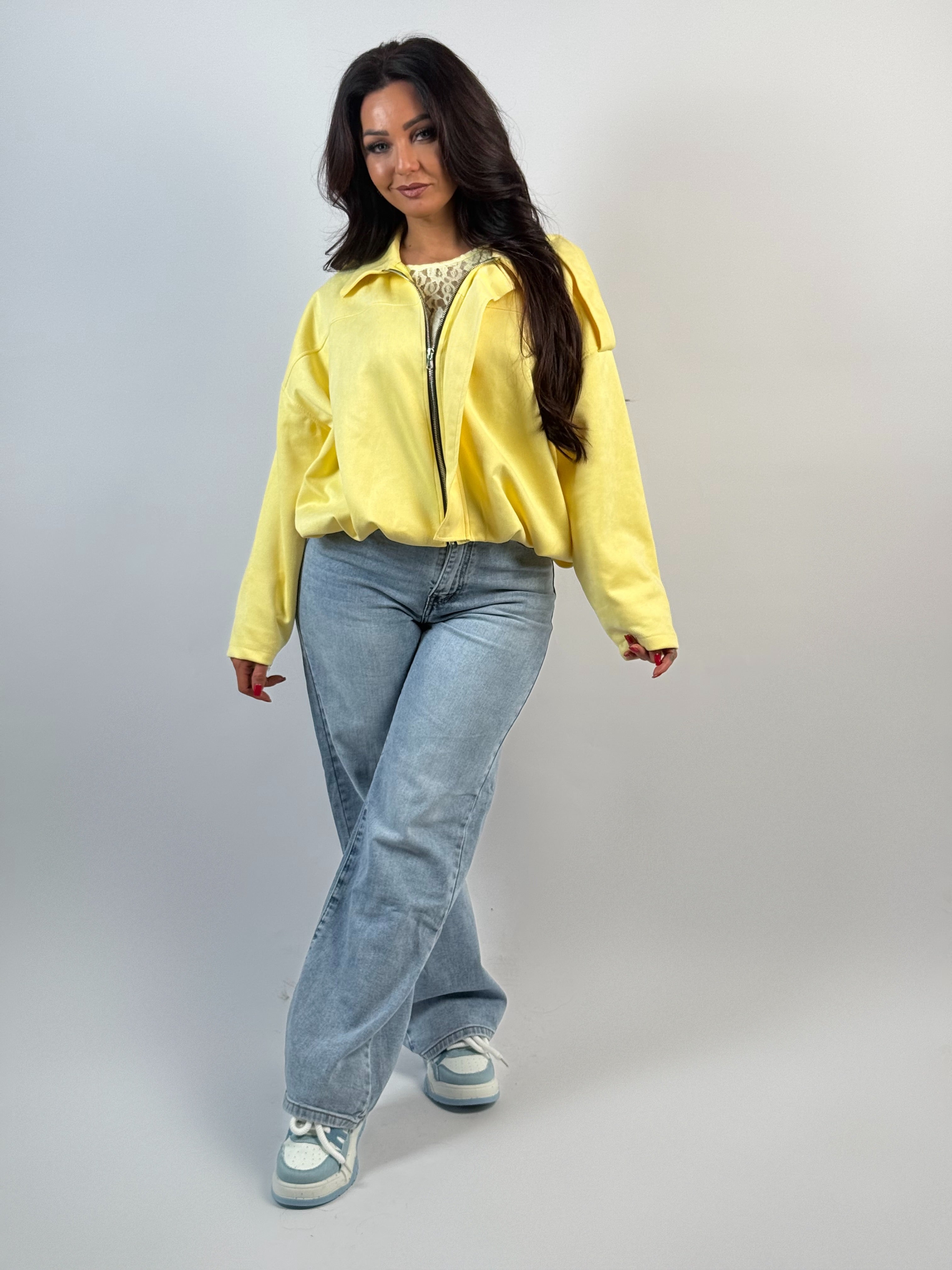 Jeans H 1576 Geel Strass Wide Leg Blauw