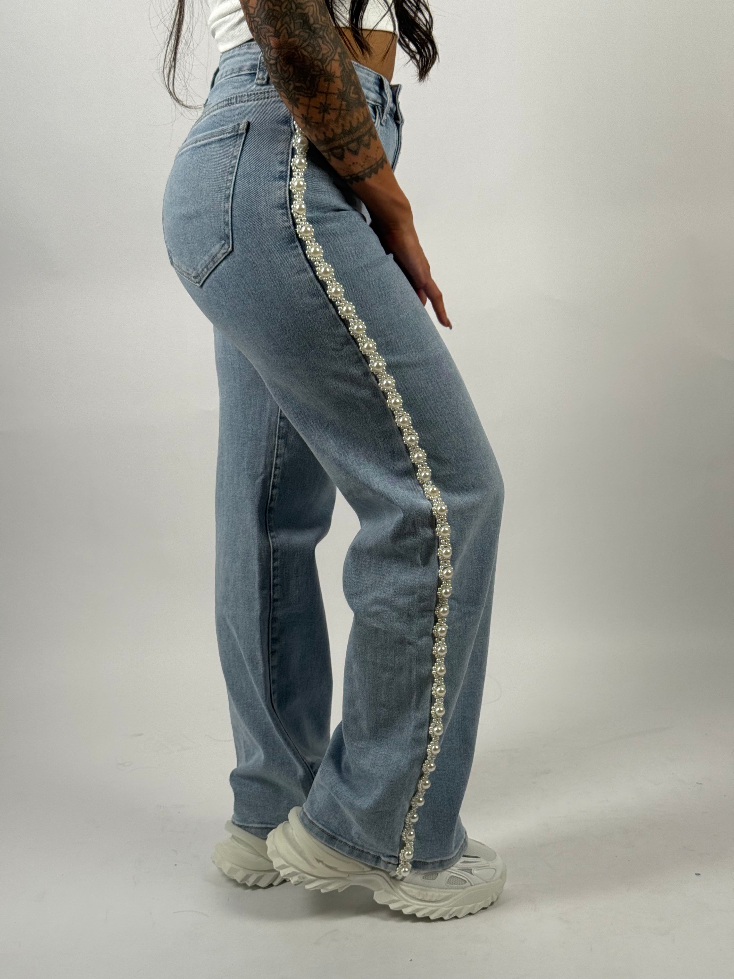 Jeans L 6032 Parel Wide Leg Blauw