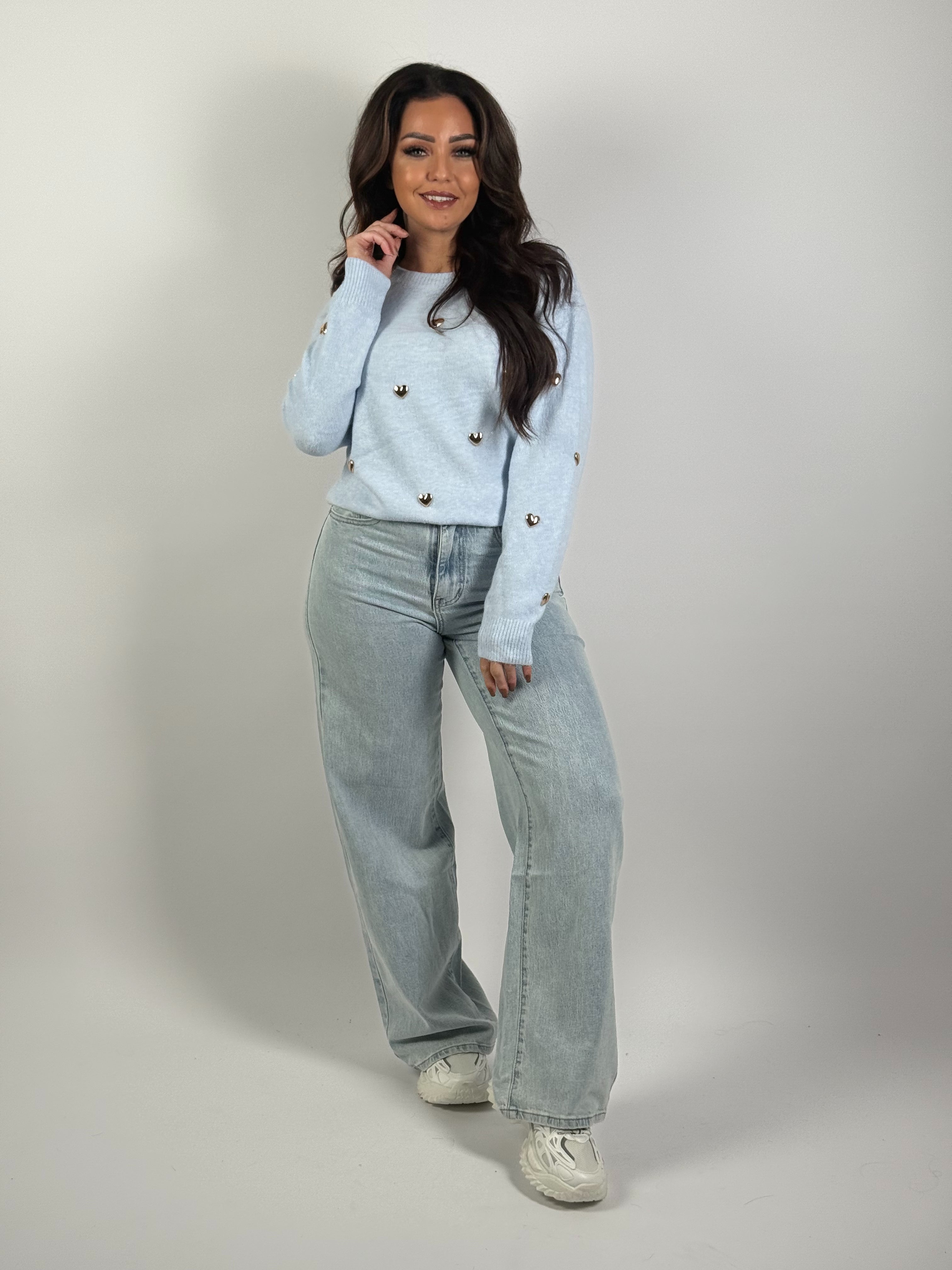 Trui Stud Hartjes 1116 Blauw