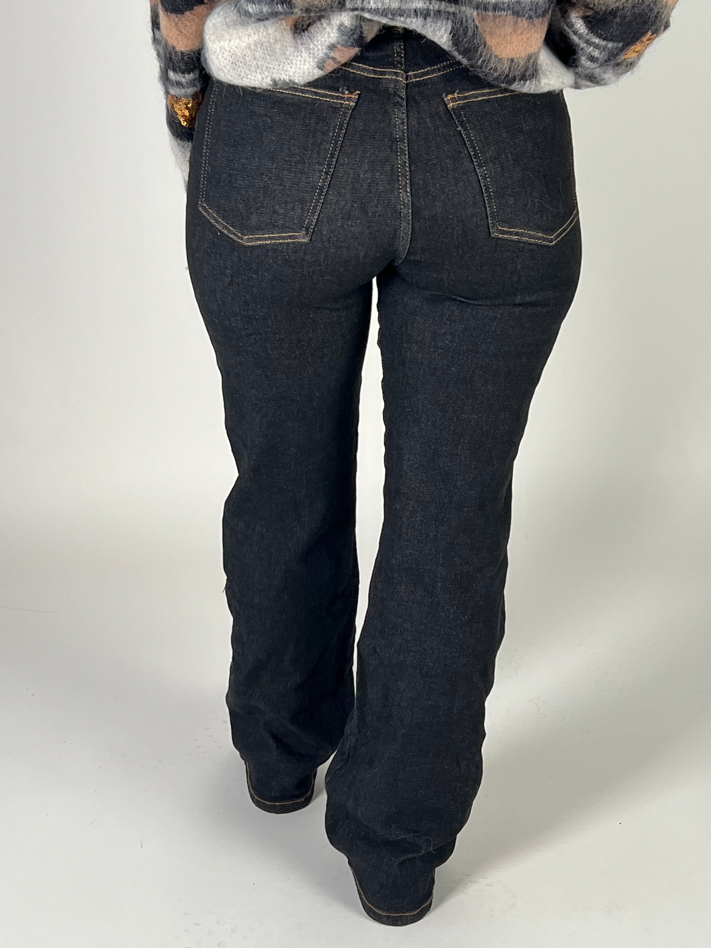 Jeans V 8043 Knoop Flared Zwart