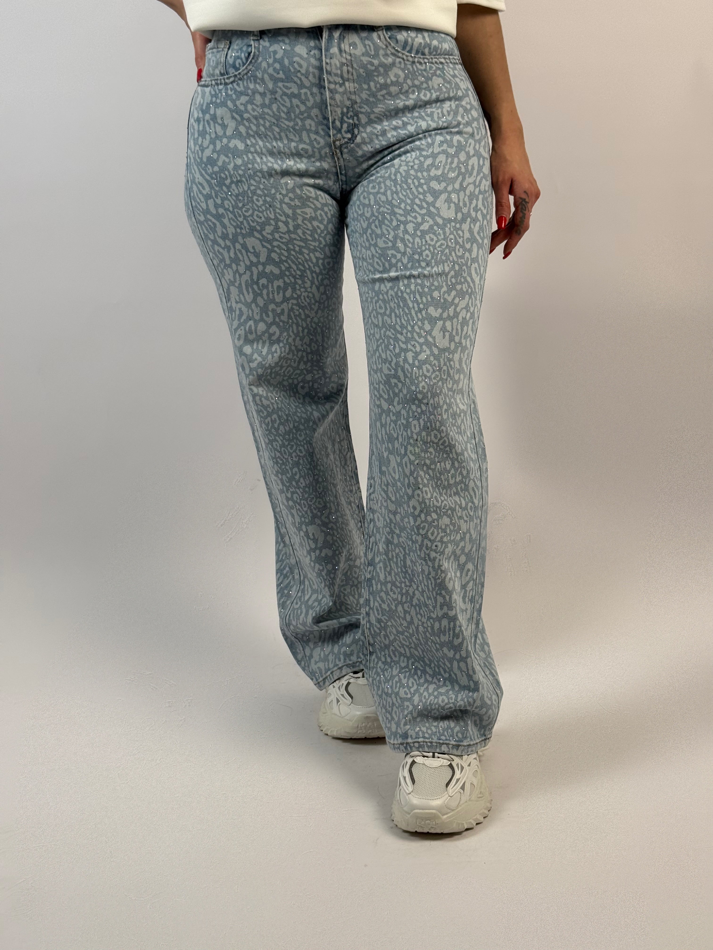 Jeans D 683 Leo Glitter Wide Blauw
