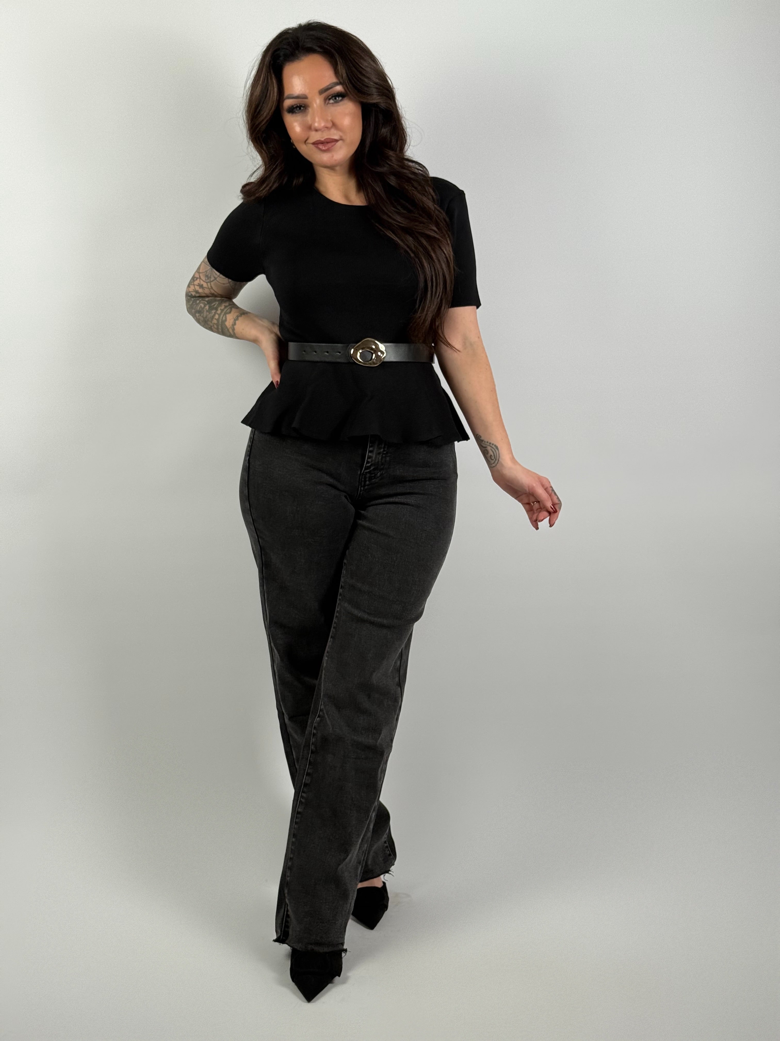 Top Peplum Riem 6059 Zwart