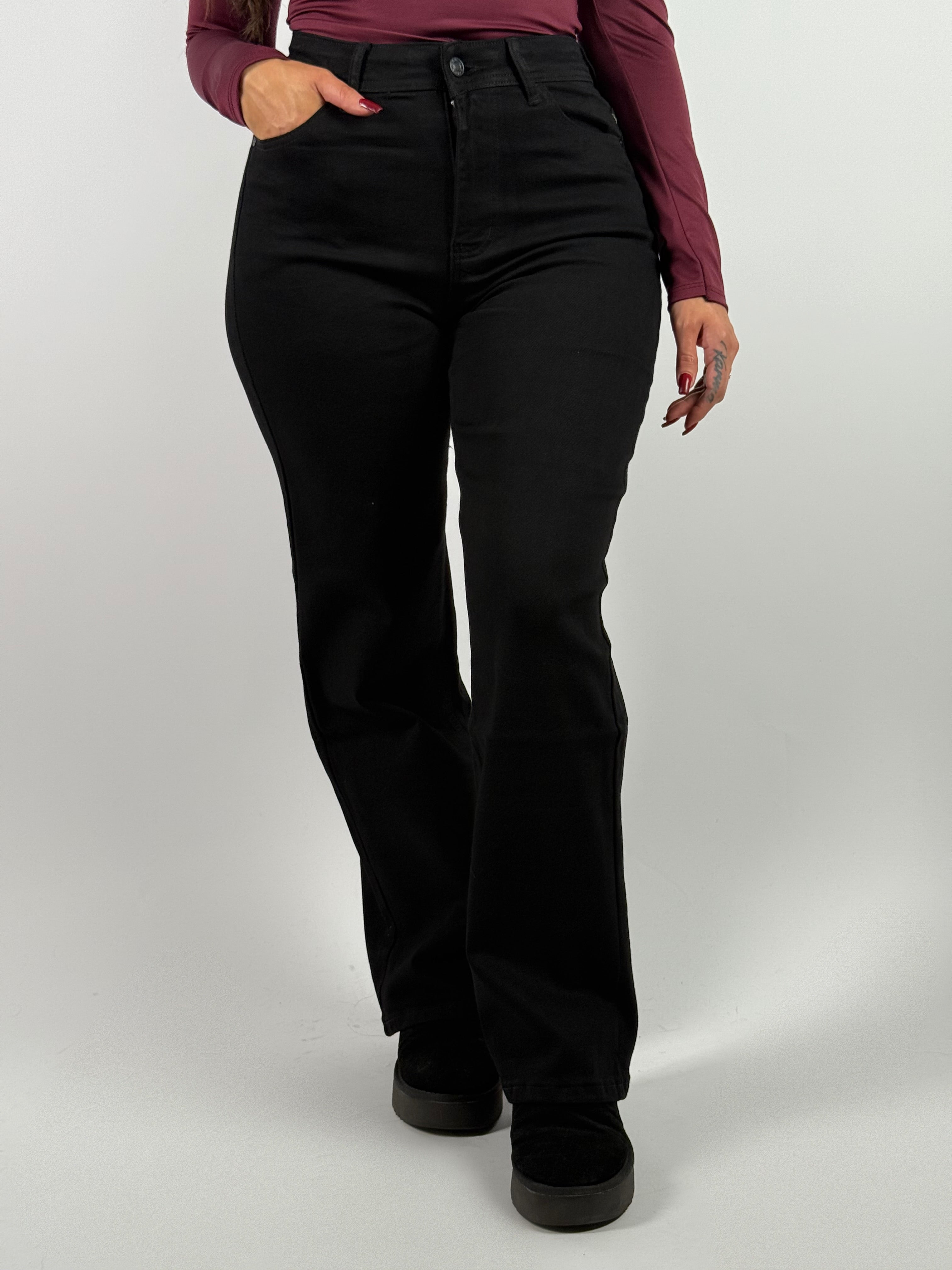 Jeans B 8179 Wide Leg Zwart