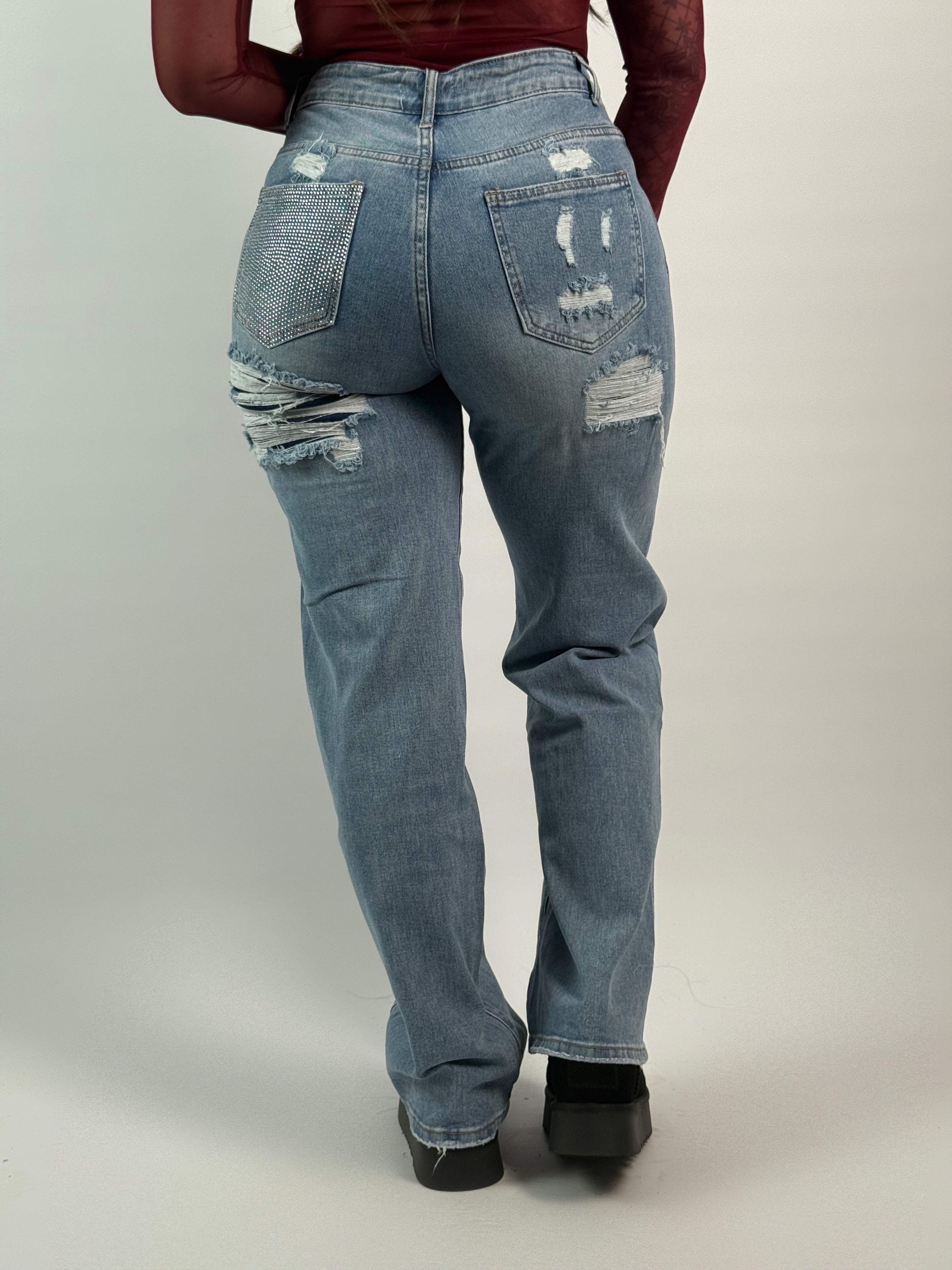 Jeans B 105Y Glitter Wide Leg Blauw