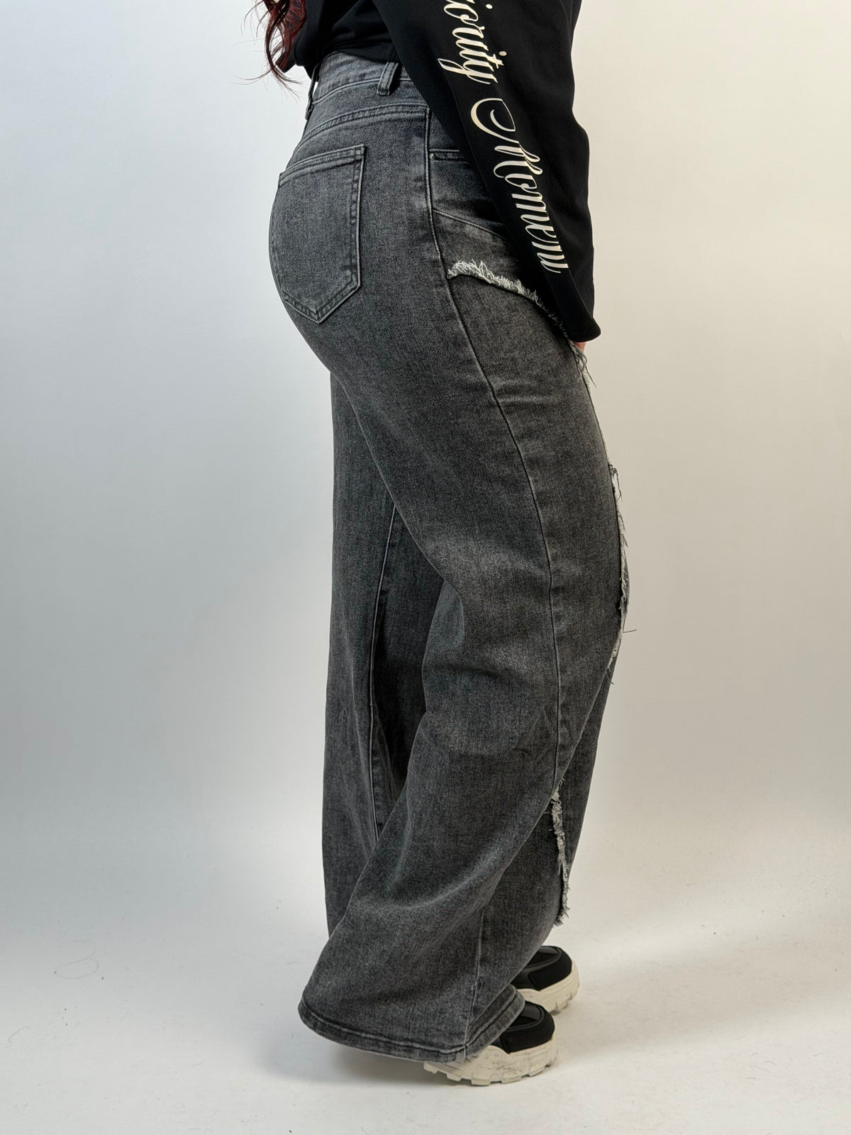 Jeans B 16102 Fringe Wide Blauw Grijs