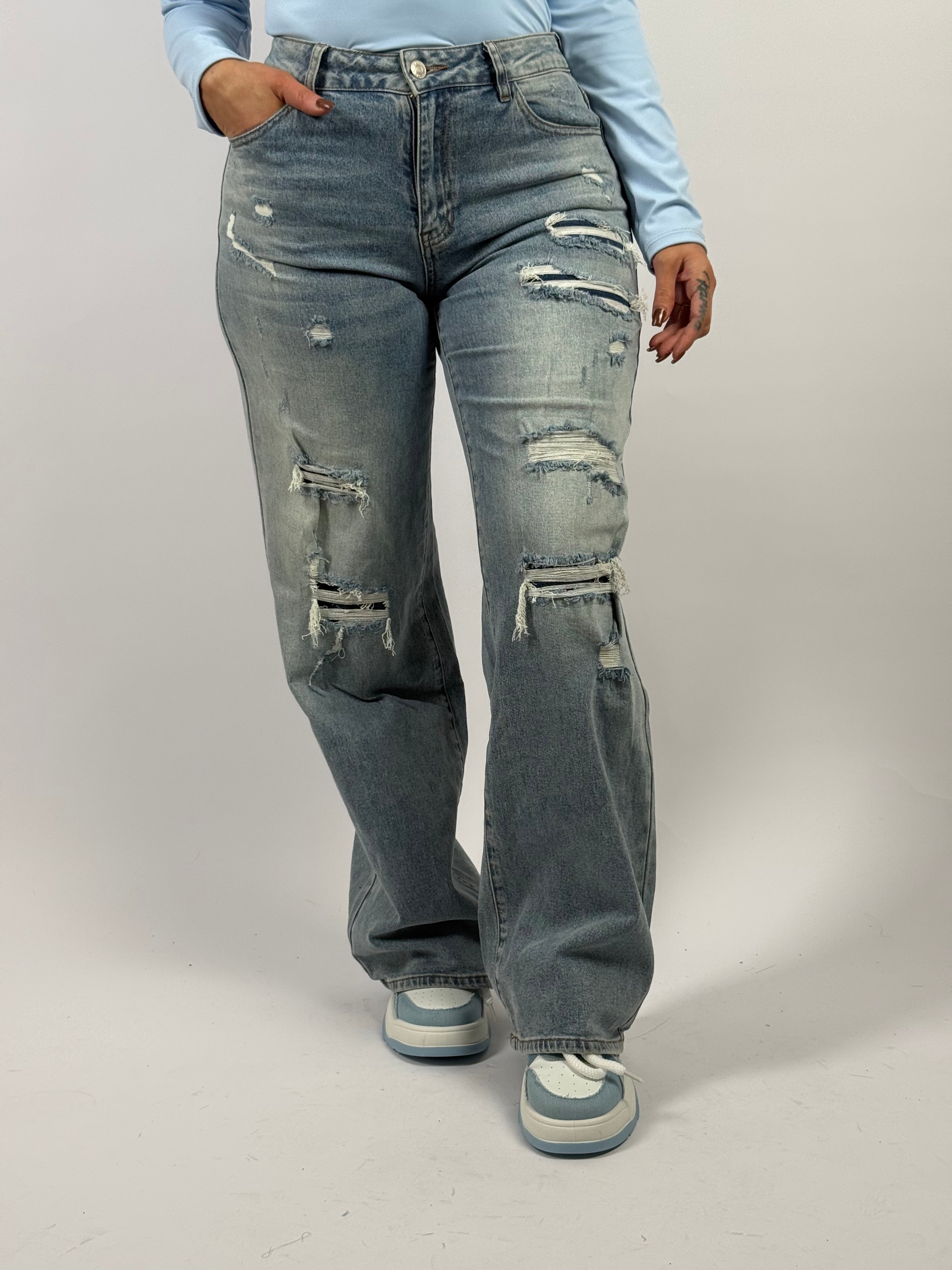 Jeans L 1185-60 Wide Leg Blauw