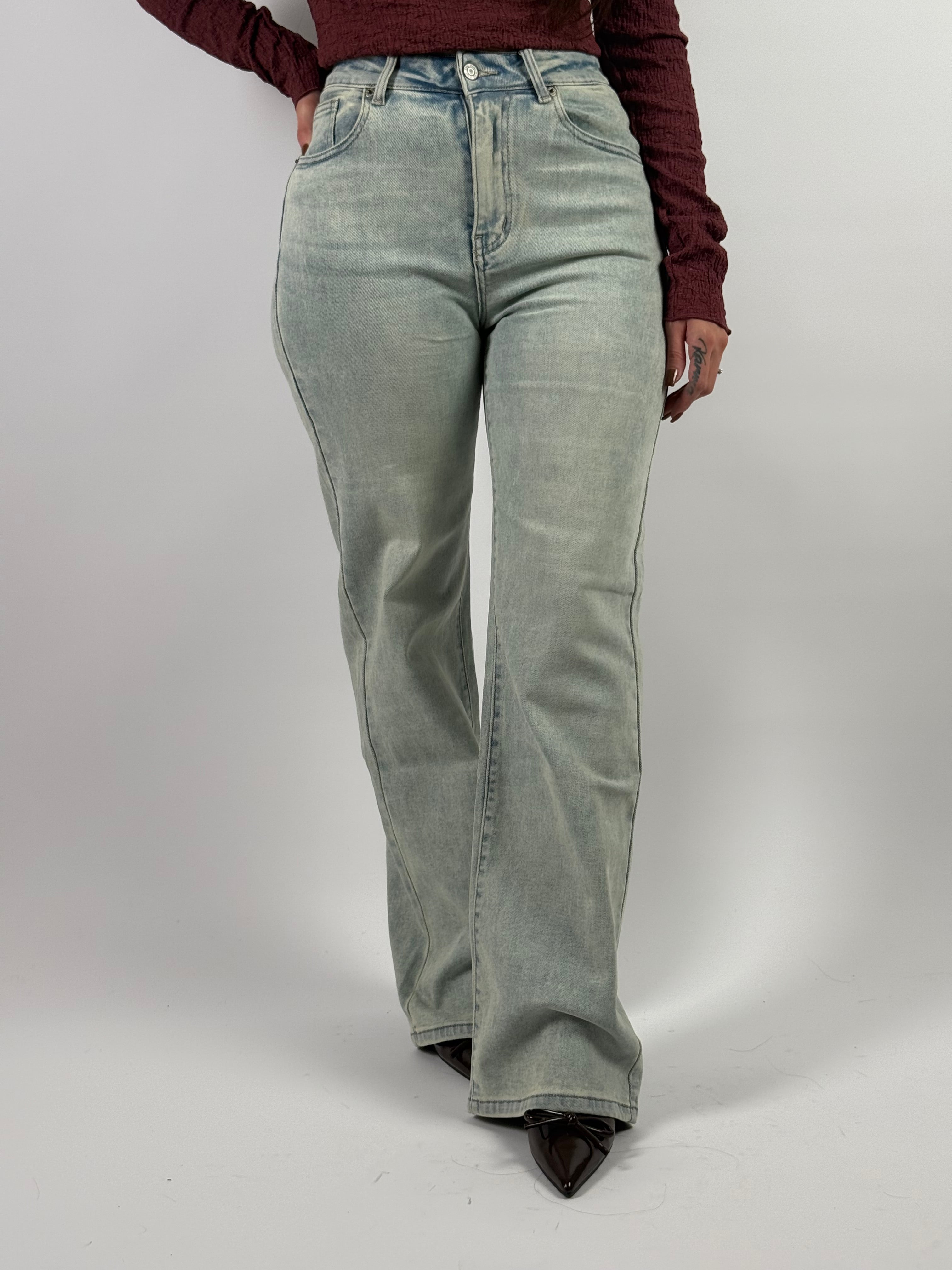 Jeans L 3322-5 Long Wide Leg Blauw