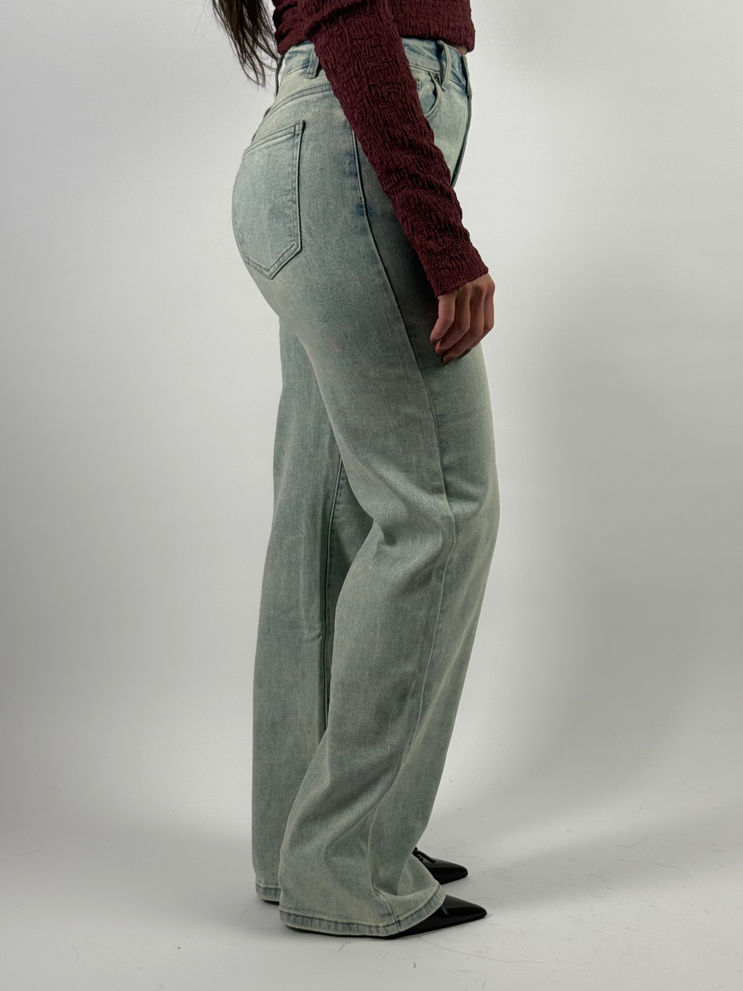Jeans L 3322-5 Long Wide Leg Blauw