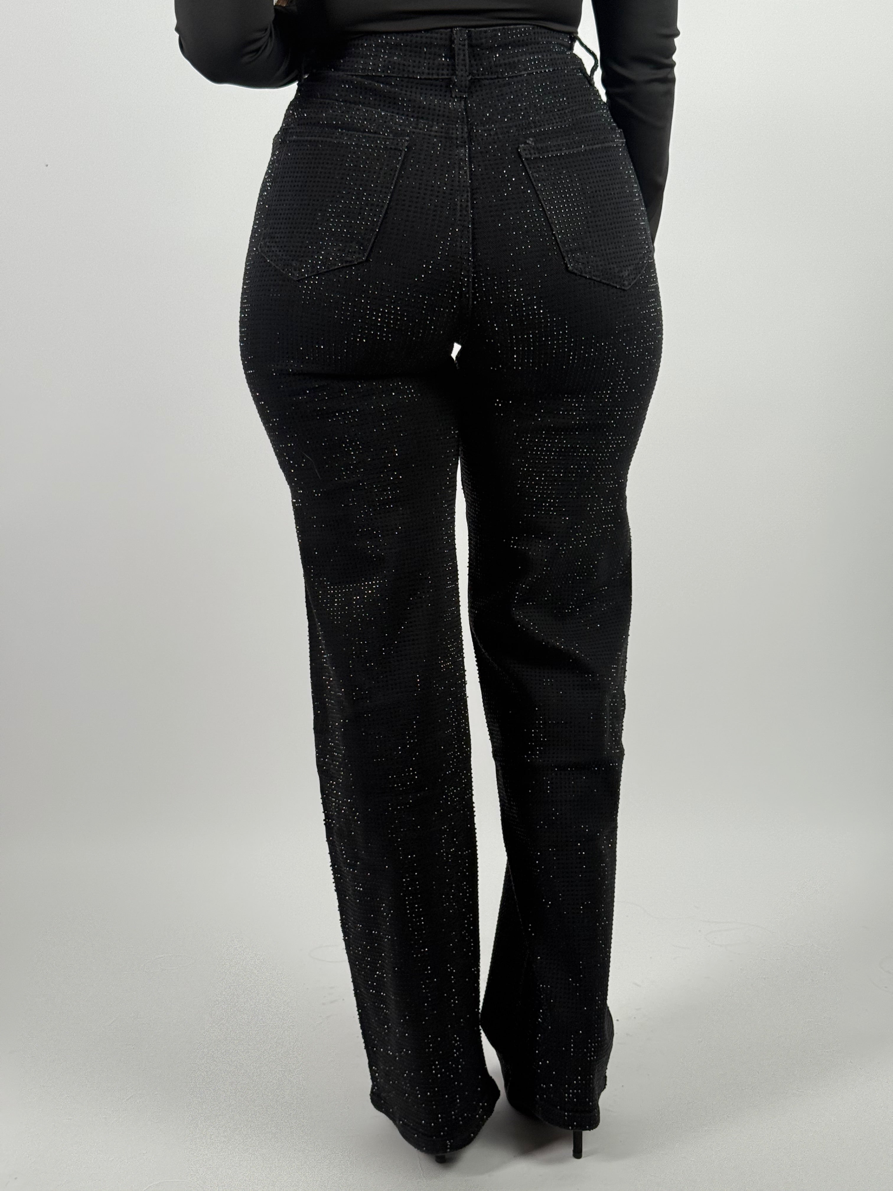 Jeans H 698-1 All Strass Wide Leg Zwart