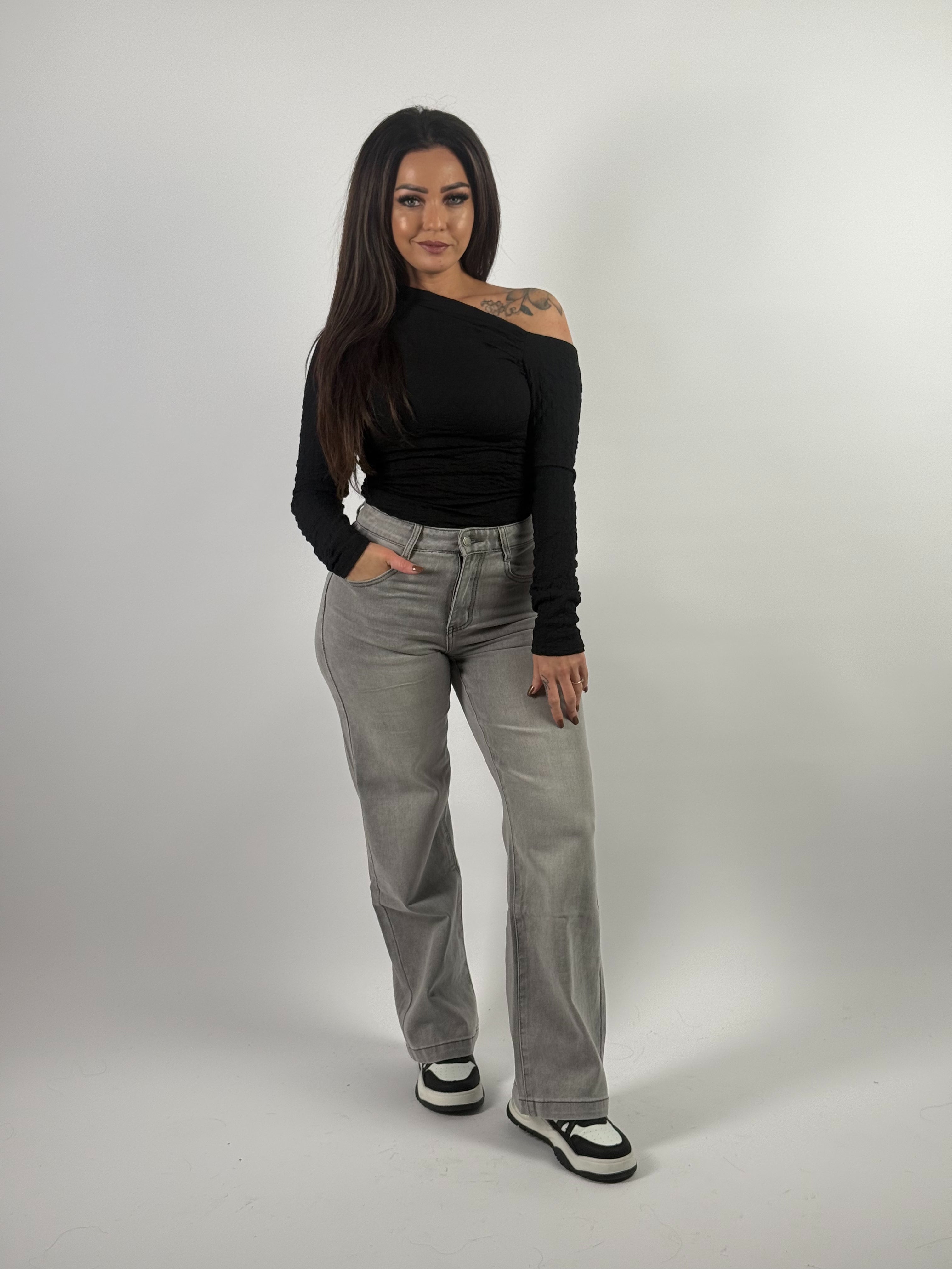 Jeans B 66189 Wide Leg Grijs