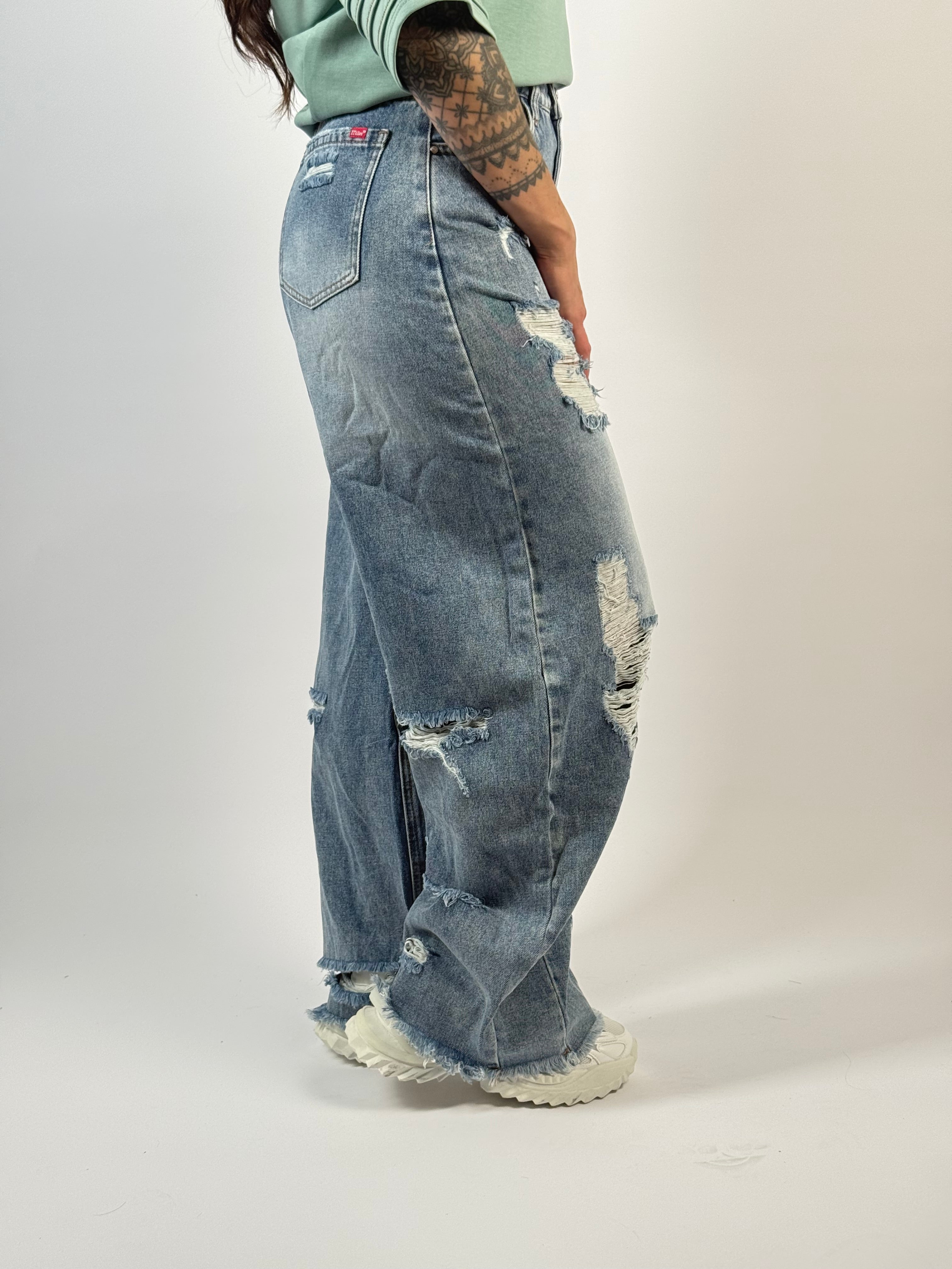 Jeans D 1221 Wide/Balloon Leg Blauw