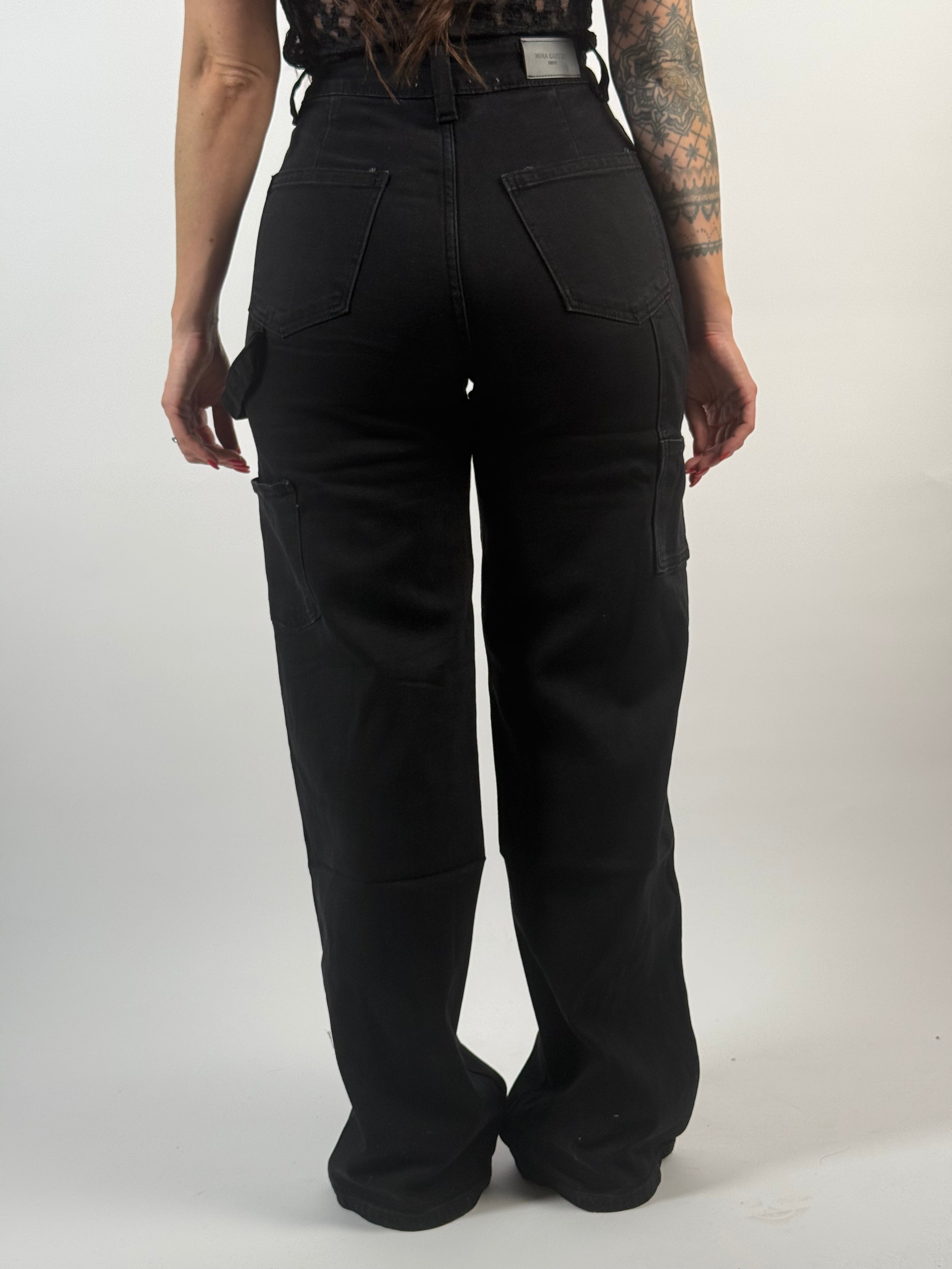 Jeans N 301-3 Long Cargo Zwart