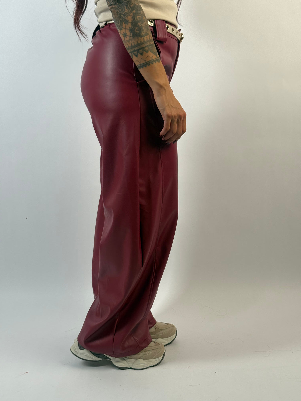 Broek Leer Look Bella Rood