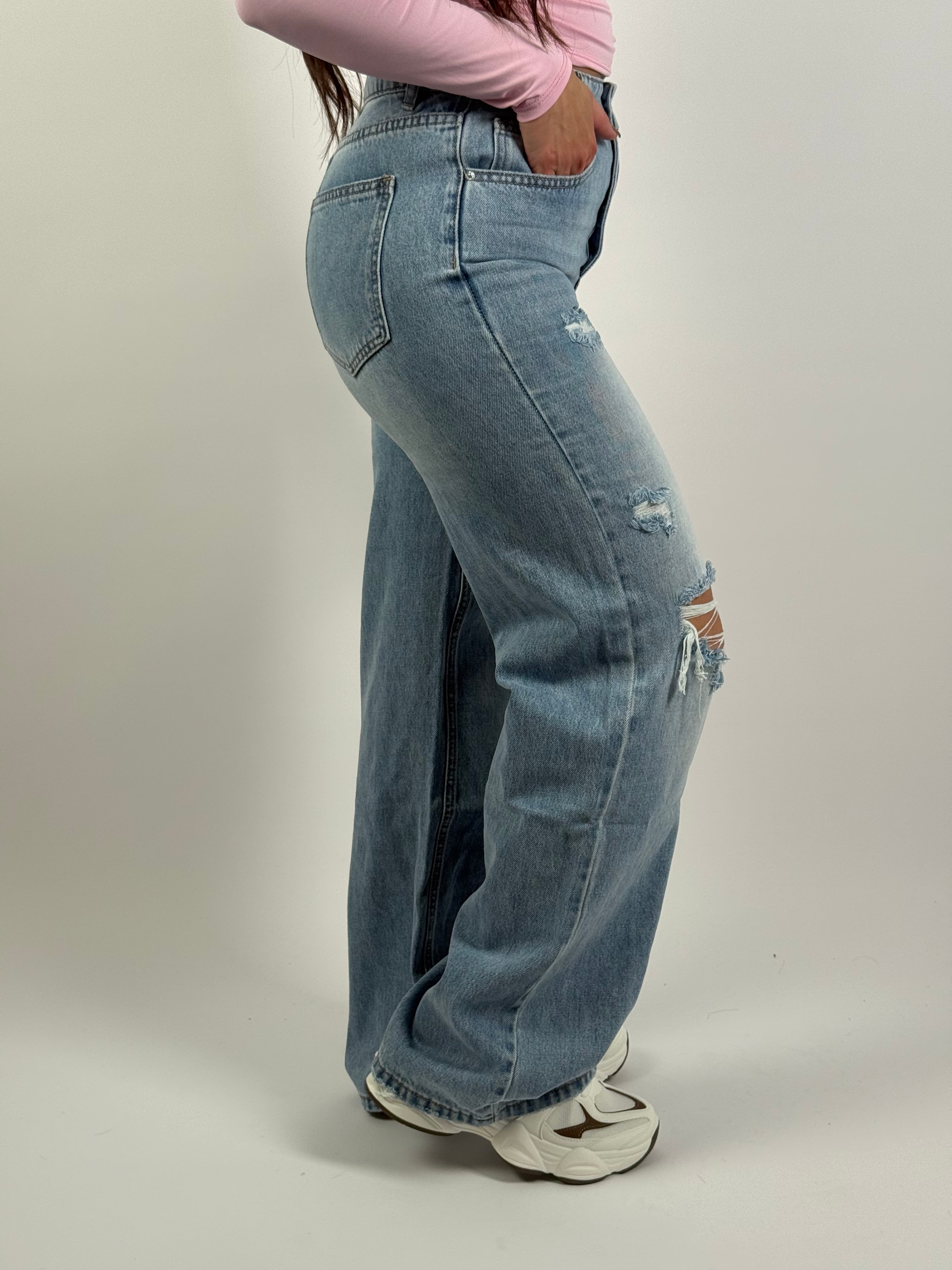 Jeans L 6002-1 Wide Leg Blauw
