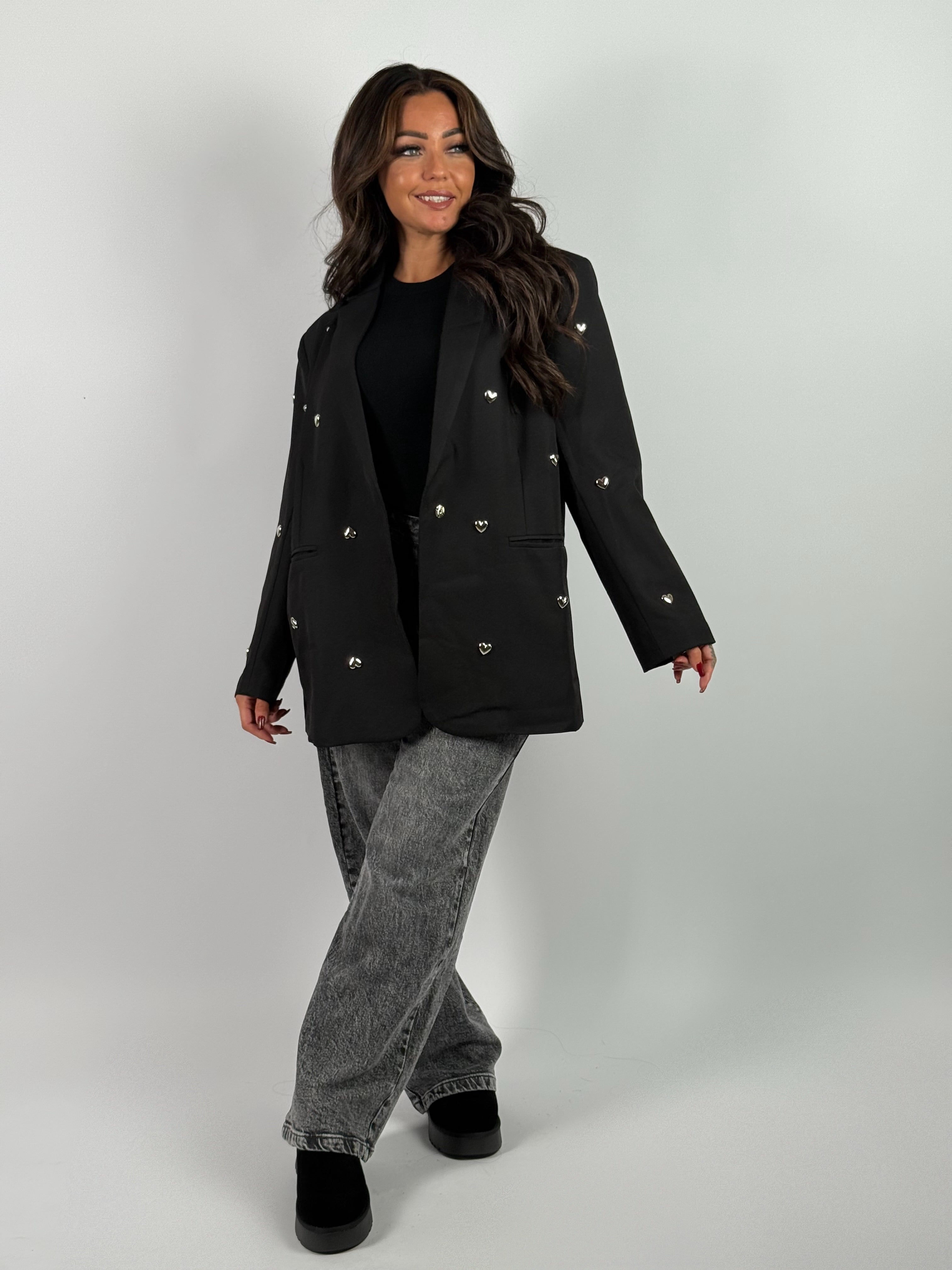 Blazer Stud Hartjes Zwart