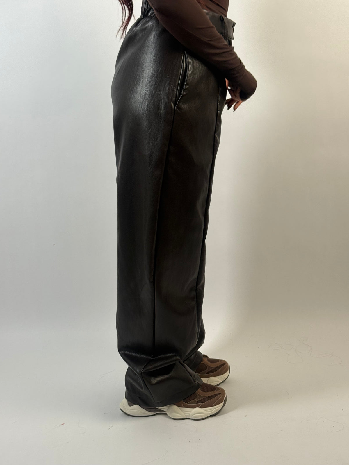 Broek Leer Look Ballon Bruin
