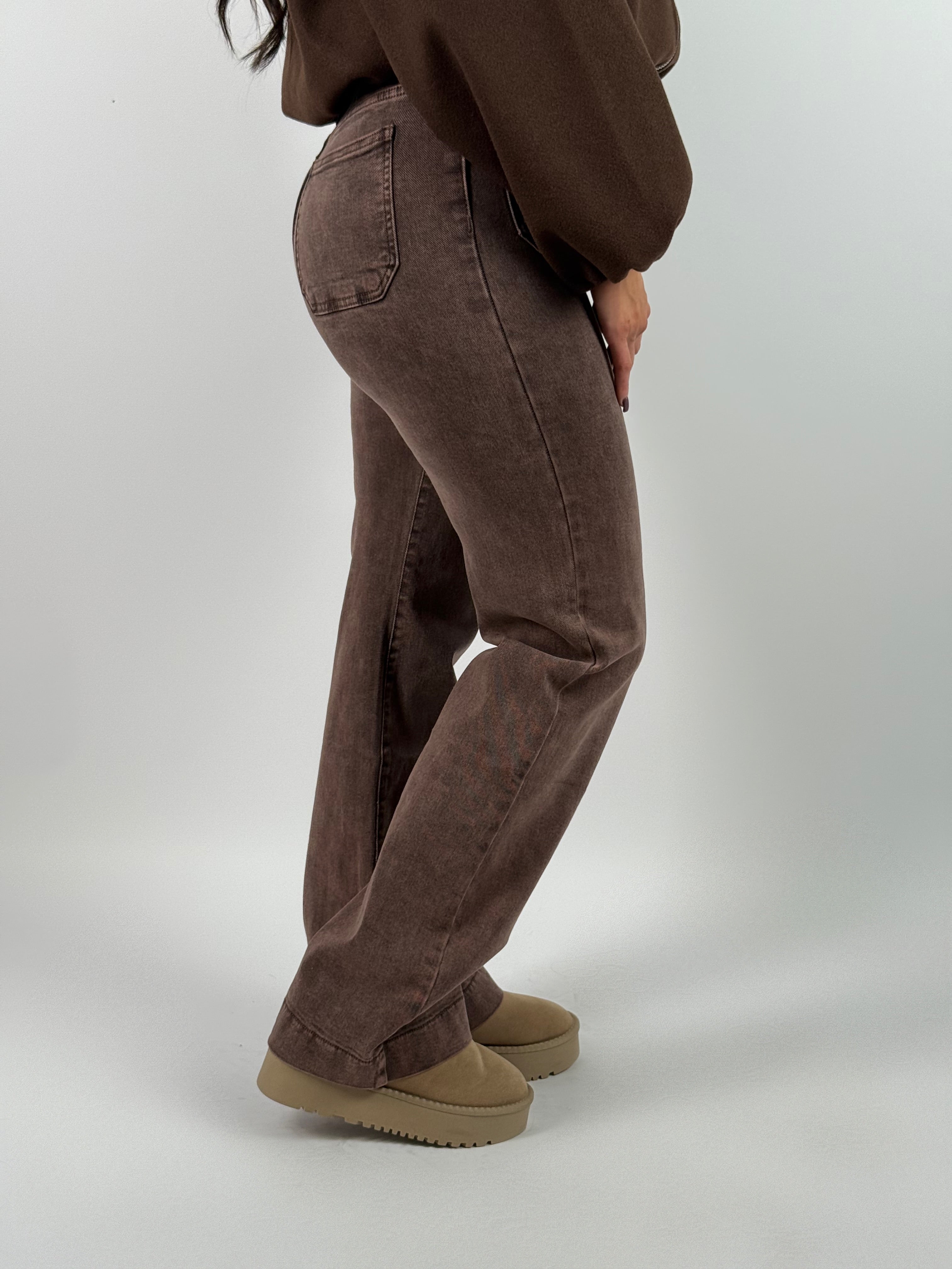 Jeans Y 6695 Pocket Wide Leg Bruin