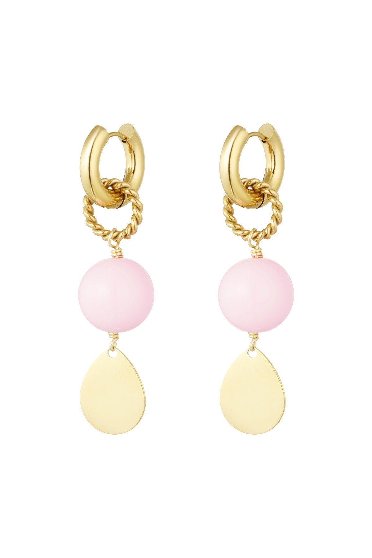 Oorbel 16100 Goud/Roze
