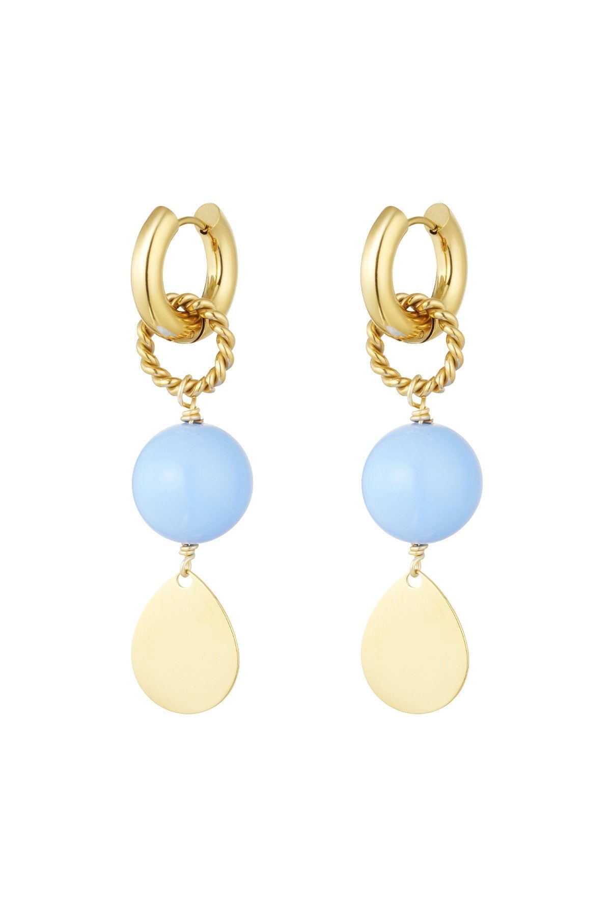Oorbel 16100 Goud/Blauw
