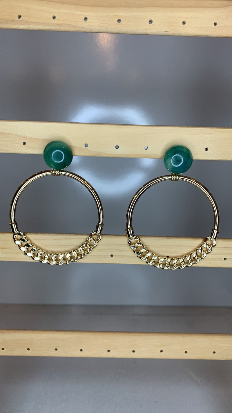 Earring 4069 Gold/Green